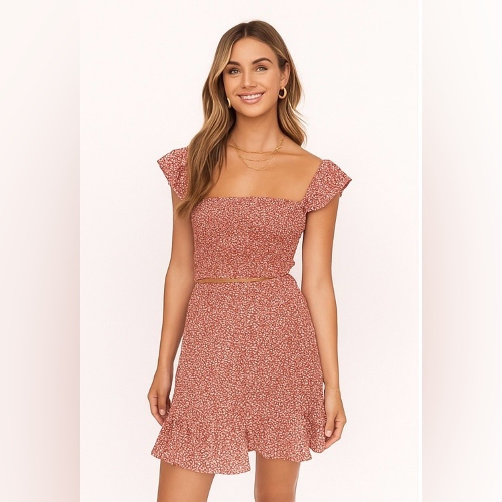 Zaful Red Floral Set
